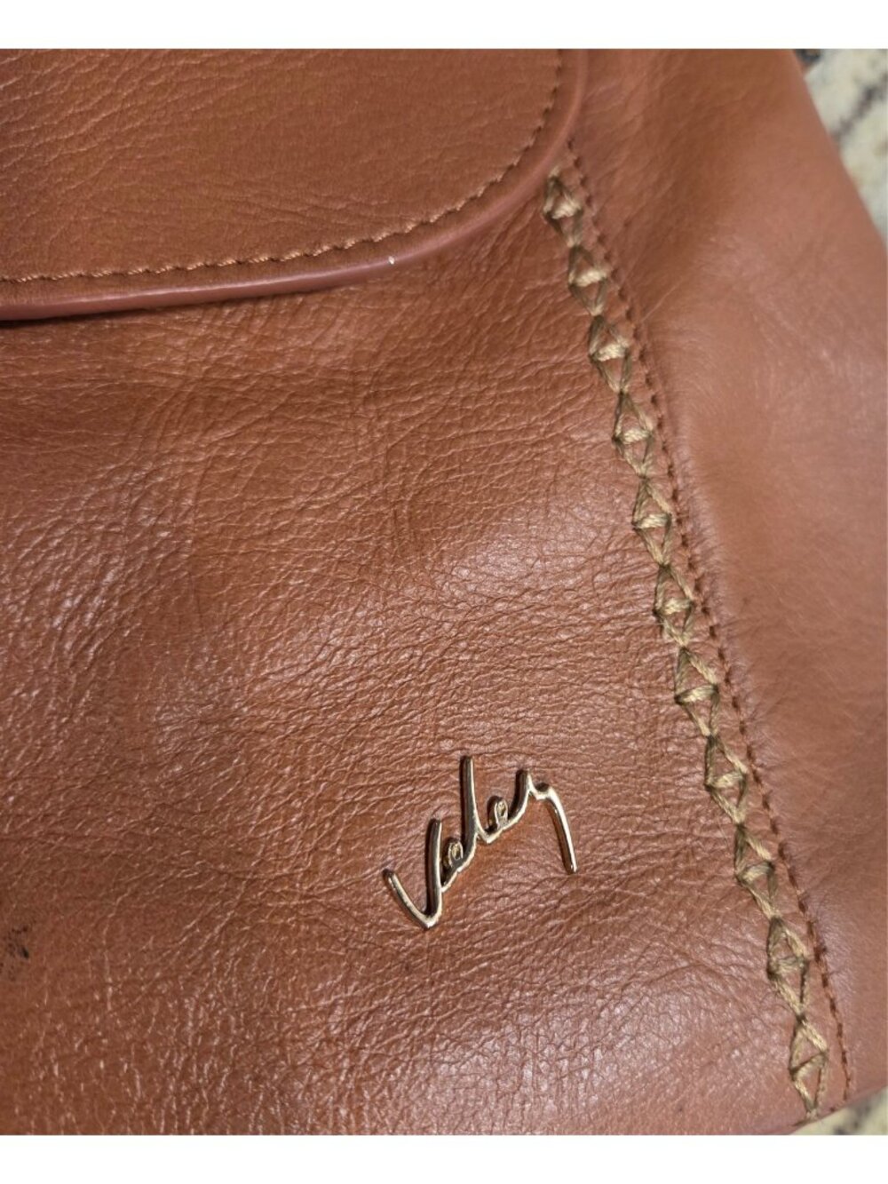 VELEZ Leather Backpack Bird Fabric Interior Brown - Picture 10 of 16